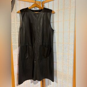 ZARA Vegan Faux Leather Dress W/ Pockets Sz M